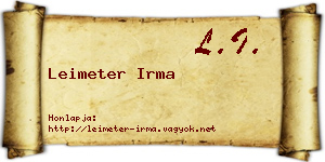 Leimeter Irma névjegykártya